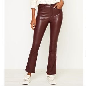Loft Faux Leather Flare Crop Pants